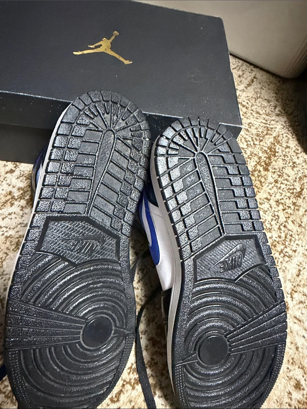 Jordan High-Top Sneakers in Black/White/Royal Blue